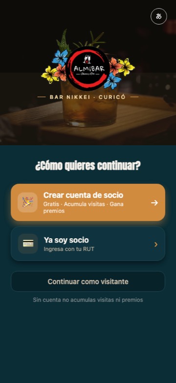 App de Almíbar: Landing con club de socios